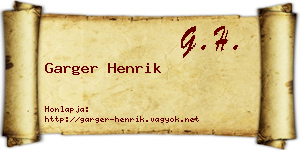 Garger Henrik névjegykártya
